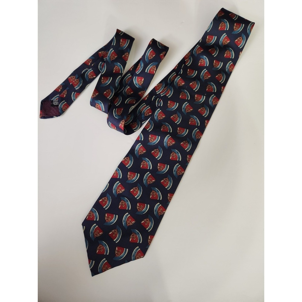 Christian Dior Monsieur WPL 125 Silk Geometric Motif Navy Blue Neck Tie